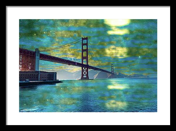 Golden Light on a Goldne day in the Golden Gate Bridge - Framed Print