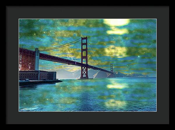Golden Light on a Goldne day in the Golden Gate Bridge - Framed Print