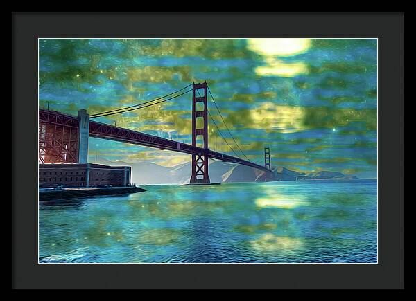 Golden Light on a Goldne day in the Golden Gate Bridge - Framed Print