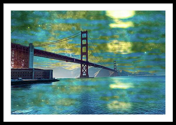 Golden Light on a Goldne day in the Golden Gate Bridge - Framed Print