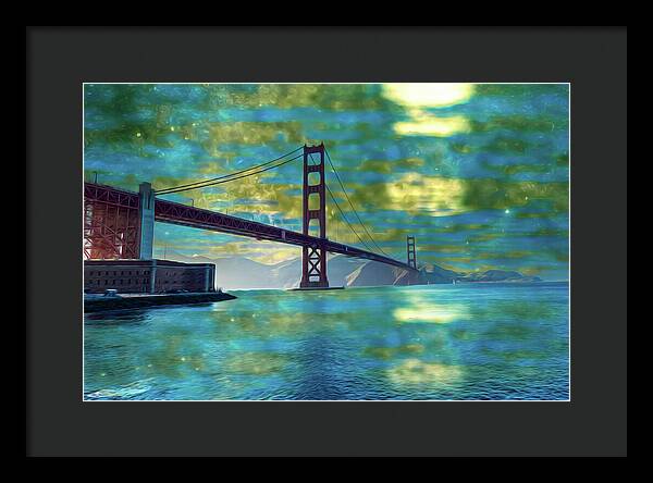 Golden Light on a Goldne day in the Golden Gate Bridge - Framed Print