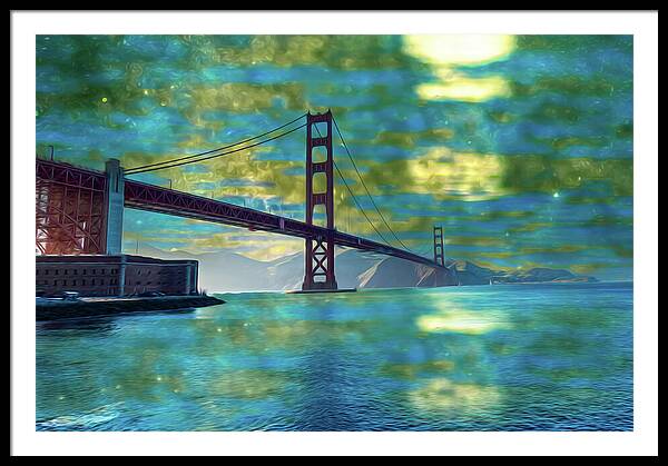 Golden Light on a Goldne day in the Golden Gate Bridge - Framed Print