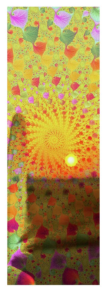 Golden Sunset and Feather with Fractals - Yoga Mat