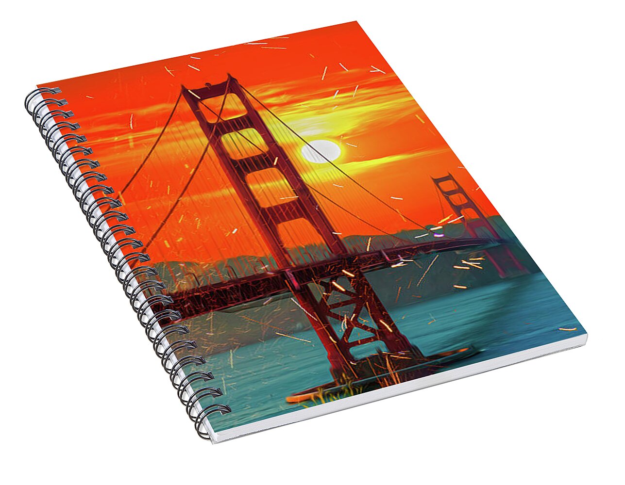 Golden Sunset art in San Francisco - Spiral Notebook