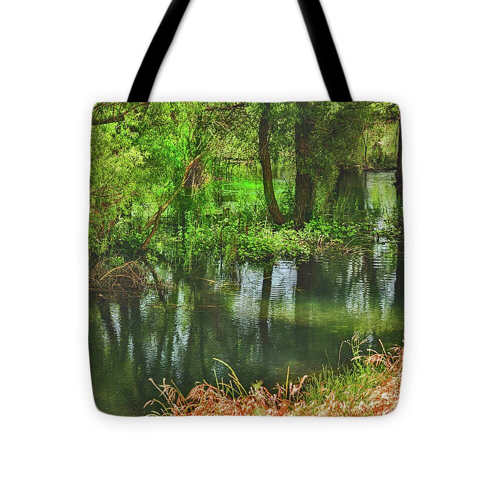 Green Reflections from a River - Tote Bag
