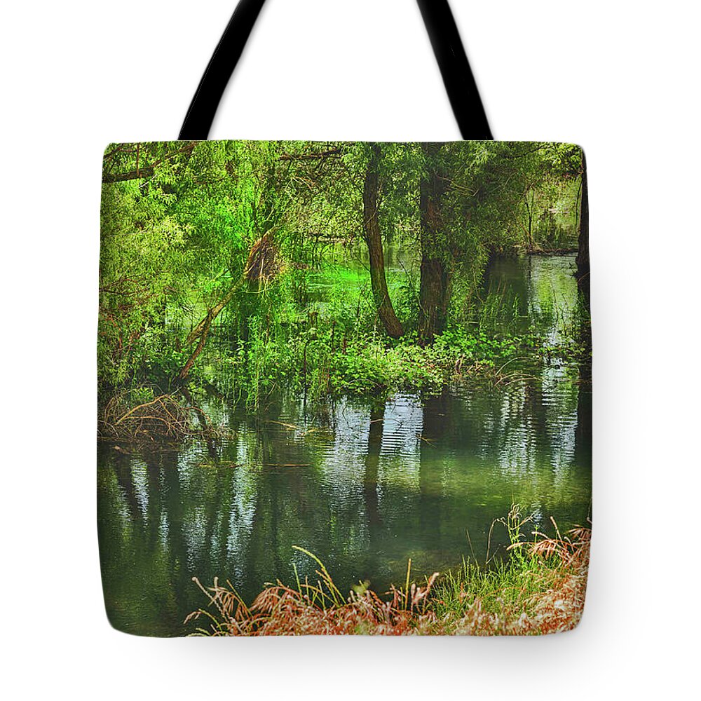Green Reflections from a River - Tote Bag