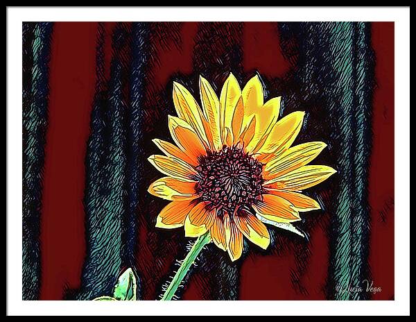 Happy Sunflower Art - Framed Print