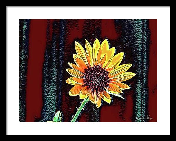 Happy Sunflower Art - Framed Print