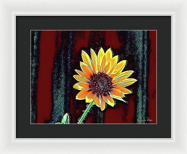 Happy Sunflower Art - Framed Print