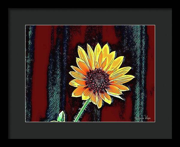 Happy Sunflower Art - Framed Print