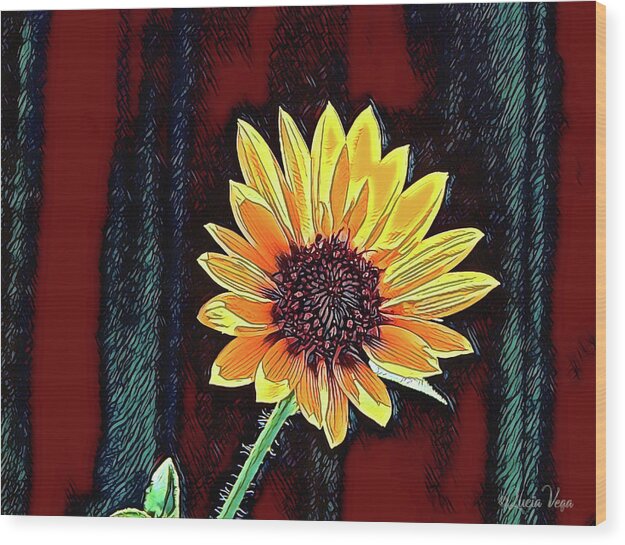 Happy Sunflower Art - Wood Print