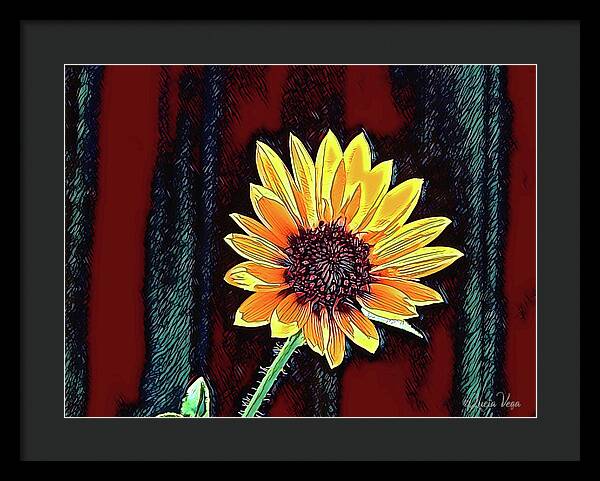 Happy Sunflower Art - Framed Print