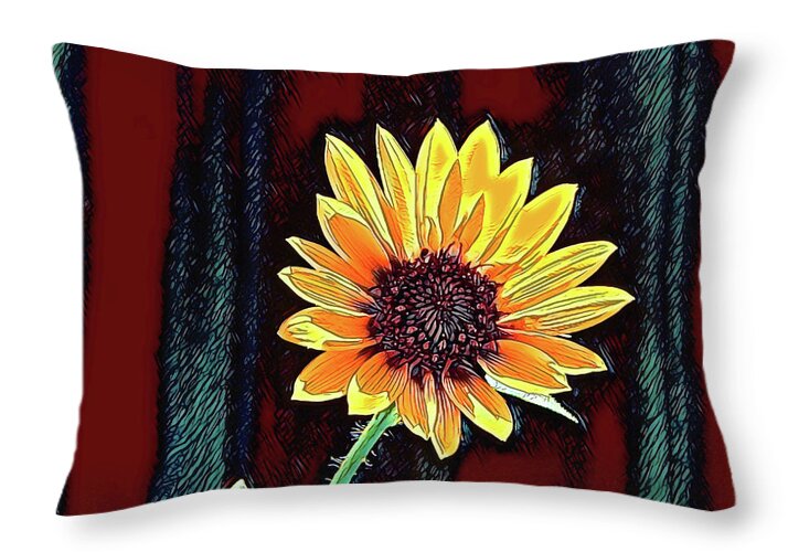 Happy Sunflower Art - Throw Pillow