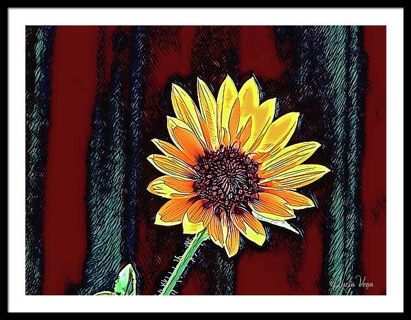 Happy Sunflower Art - Framed Print
