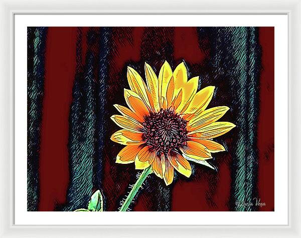 Happy Sunflower Art - Framed Print