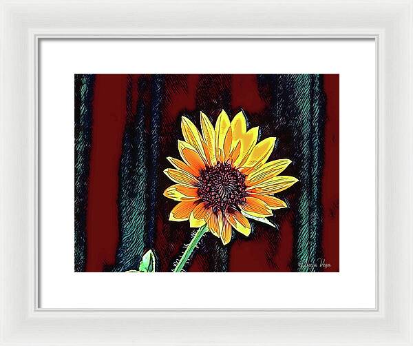 Happy Sunflower Art - Framed Print