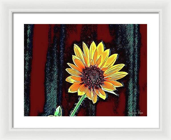 Happy Sunflower Art - Framed Print