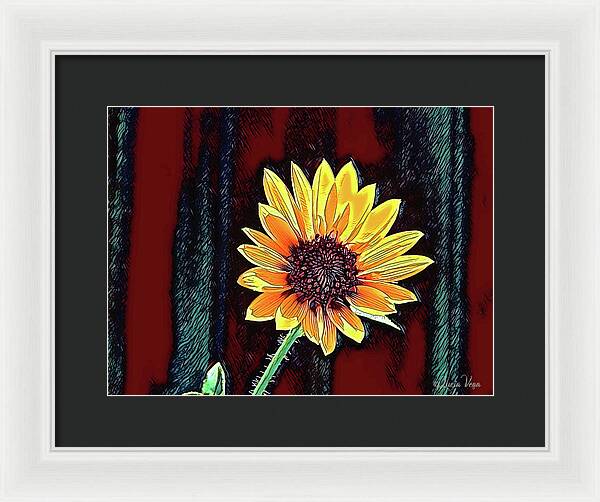 Happy Sunflower Art - Framed Print