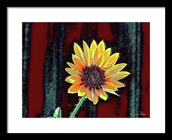 Happy Sunflower Art - Framed Print