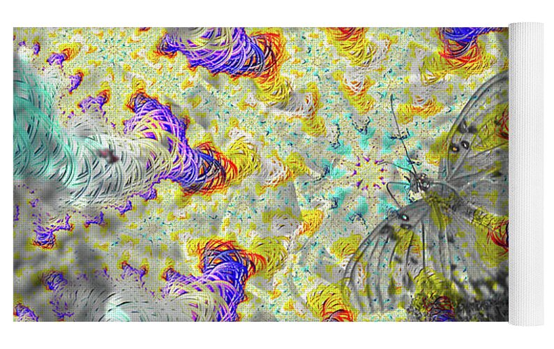 Hidden In Fractals, Colorless Butterfly - Yoga Mat