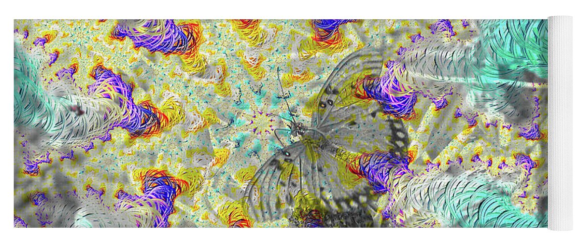 Hidden In Fractals, Colorless Butterfly - Yoga Mat