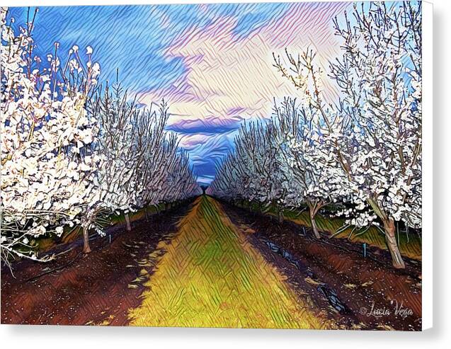 Landscape Blooms with Colorful Background - Canvas Print