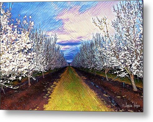 Landscape Blooms with Colorful Background - Metal Print