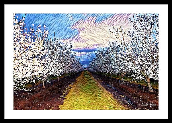 Landscape Blooms with Colorful Background - Framed Print
