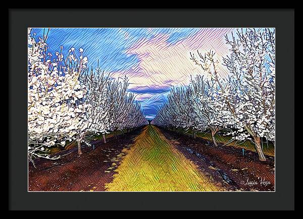 Landscape Blooms with Colorful Background - Framed Print