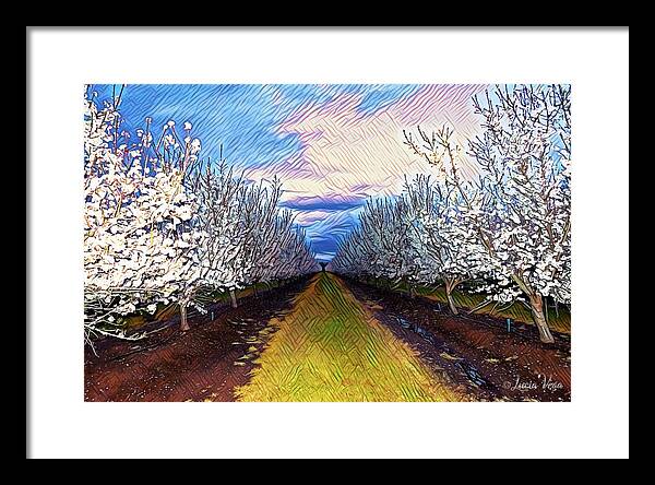 Landscape Blooms with Colorful Background - Framed Print
