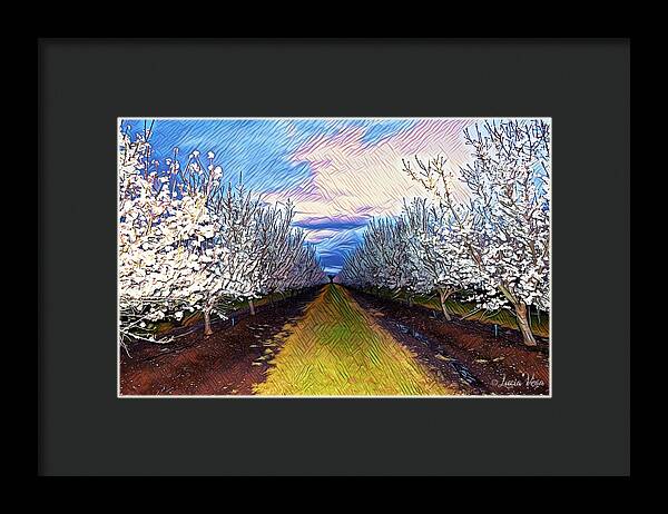 Landscape Blooms with Colorful Background - Framed Print
