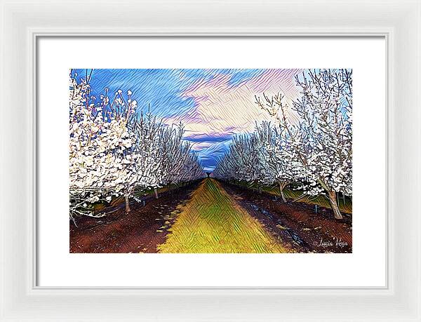 Landscape Blooms with Colorful Background - Framed Print