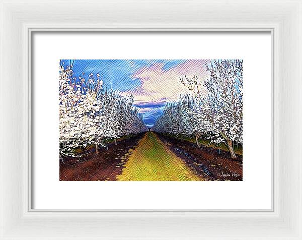 Landscape Blooms with Colorful Background - Framed Print