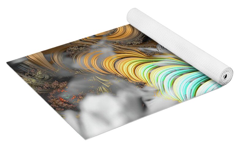 Light Blue Patterns in a Garden with FLower and Butterfly - Yoga Mat