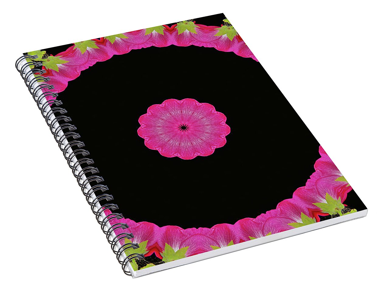Magenta and Greens Circle Design Abstract Art - Spiral Notebook