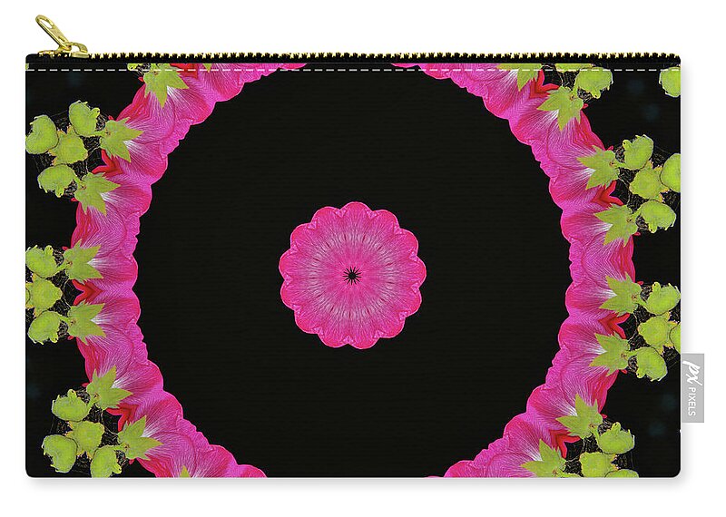 Magenta and Greens Circle Design Abstract Art - Zip Pouch