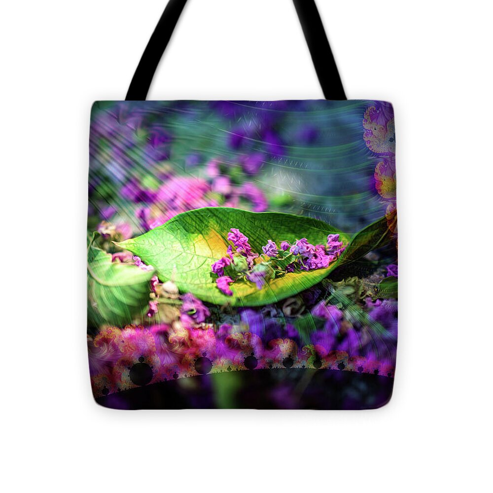 Magenta Petals Carefully Carried by a Leaf - Tote Bag