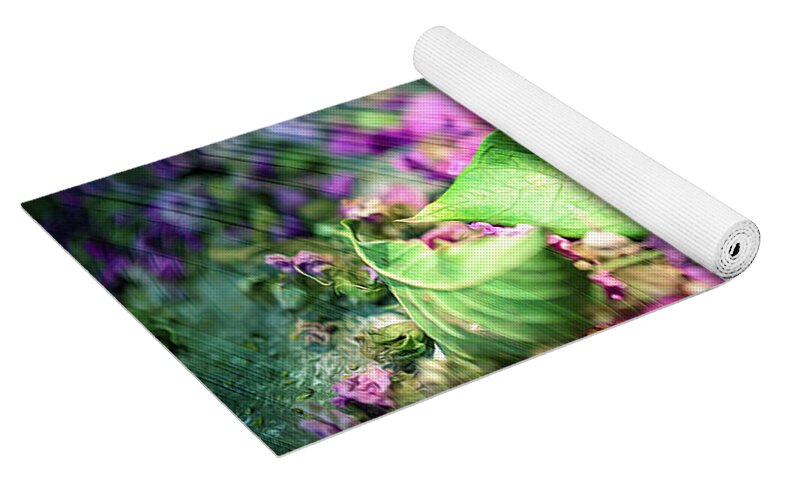 Magenta Petals Carefully Carried by a Leaf - Yoga Mat