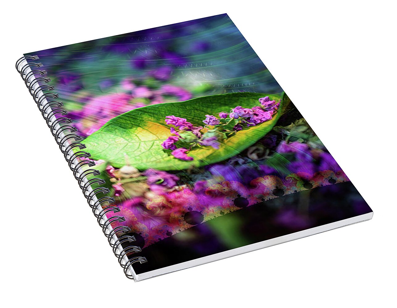 Magenta Petals Carefully Carried by a Leaf - Spiral Notebook
