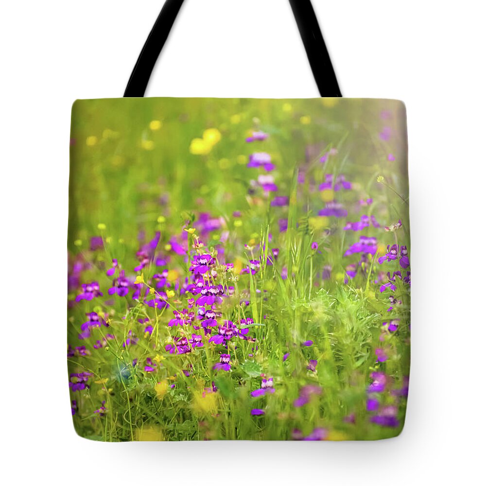 Magical Meadows with Purple and Yellow Flowers - Tote Bag