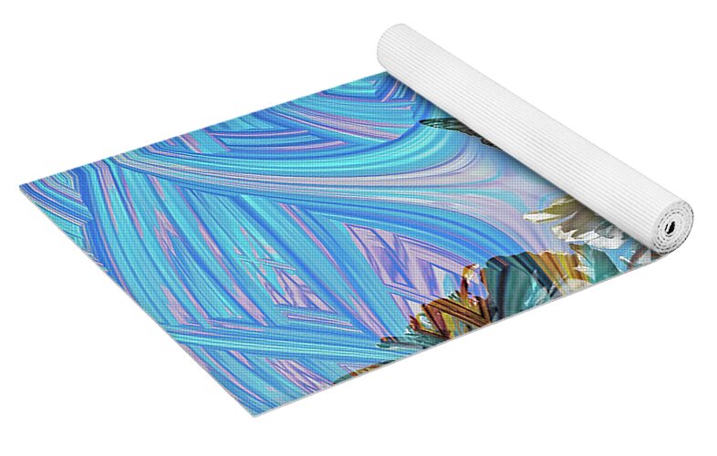 Matrix Layers of Blue Butterfly and FLower Landscape - Yoga Mat