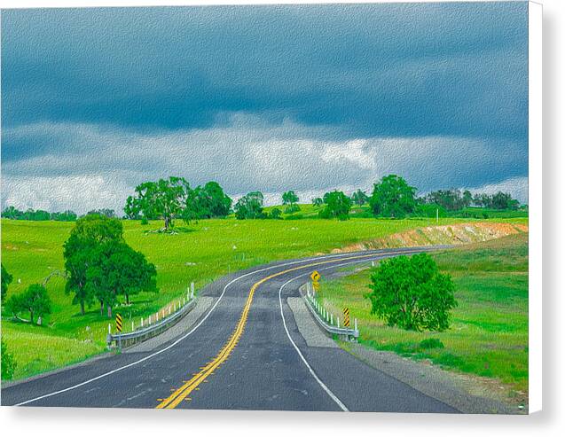 Natural Cloudy Day Road Landscape - Canvas Print