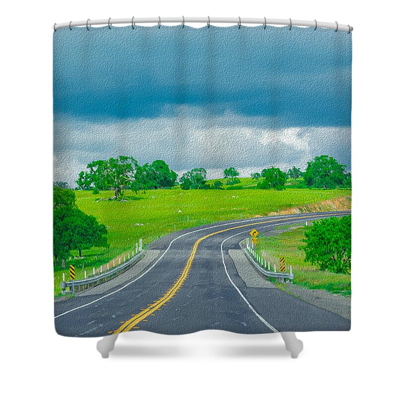 Natural Cloudy Day Road Landscape - Shower Curtain