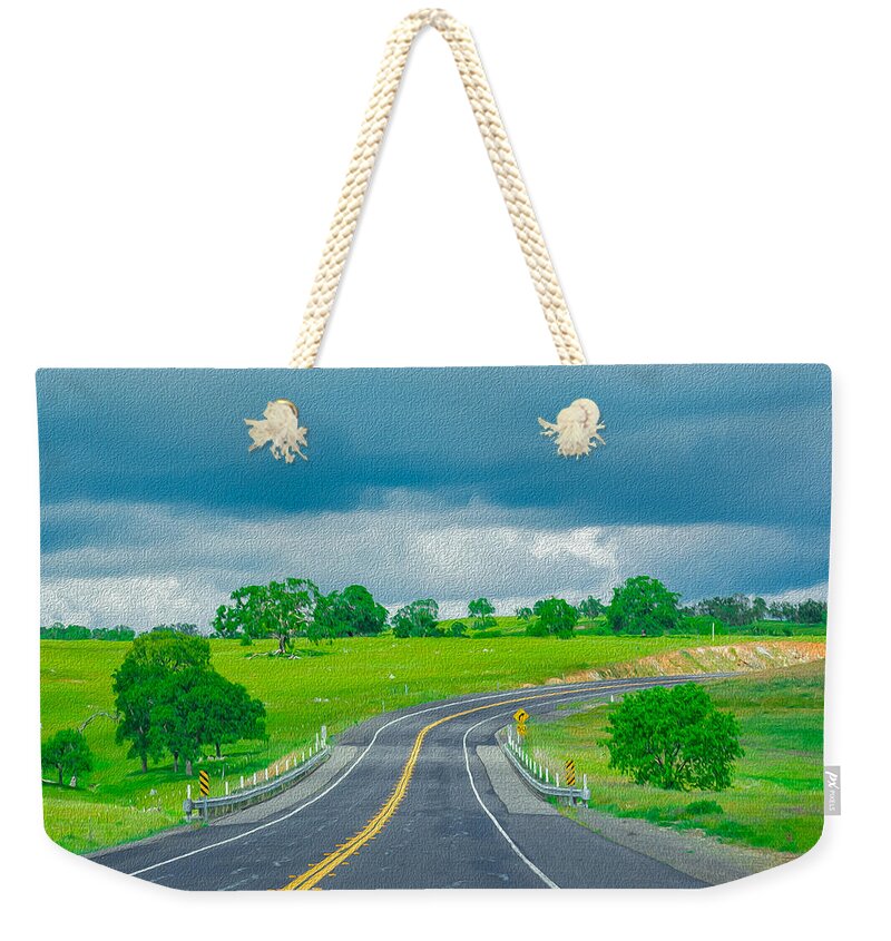 Natural Cloudy Day Road Landscape - Weekender Tote Bag