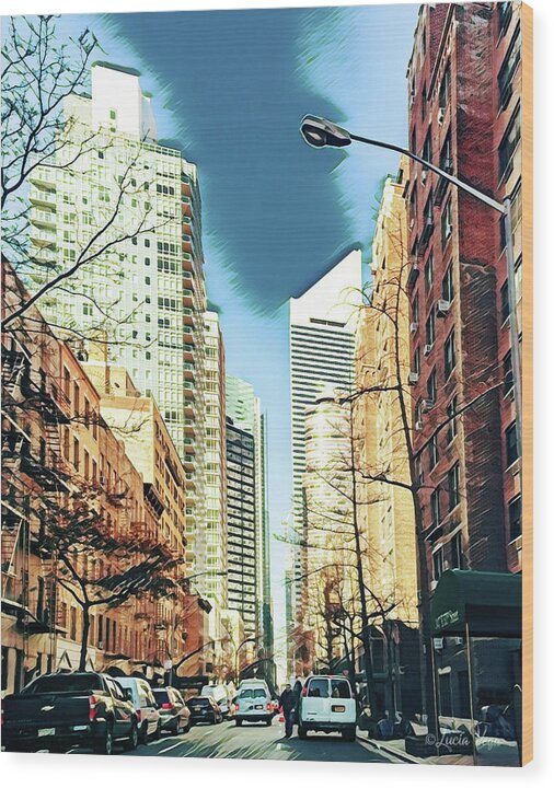 NYC Streets Textured Art - Wood Print