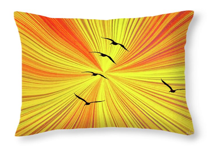 Orange Abstract Background and Birds - Throw Pillow