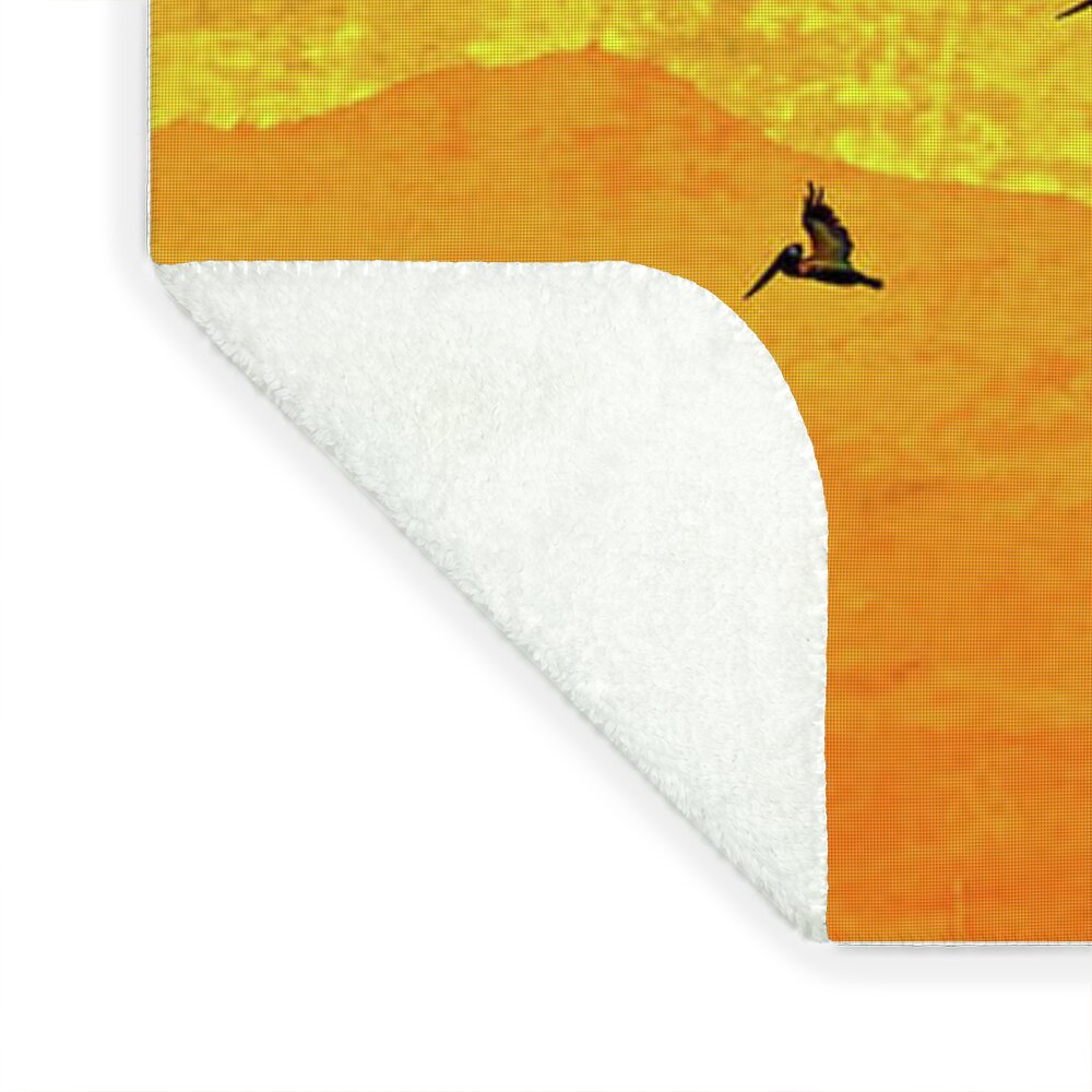 Orange bakcground and flying birds - Blanket
