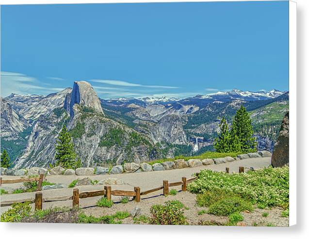Paradise in California Wonderful Landscape of Half Dome and Waterfall - Canvas Print