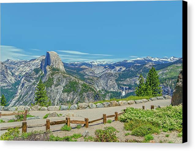 Paradise in California Wonderful Landscape of Half Dome and Waterfall - Canvas Print