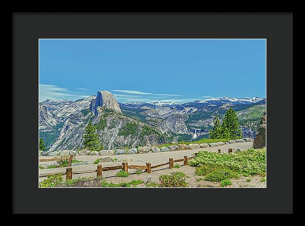 Paradise in California Wonderful Landscape of Half Dome and Waterfall - Framed Print